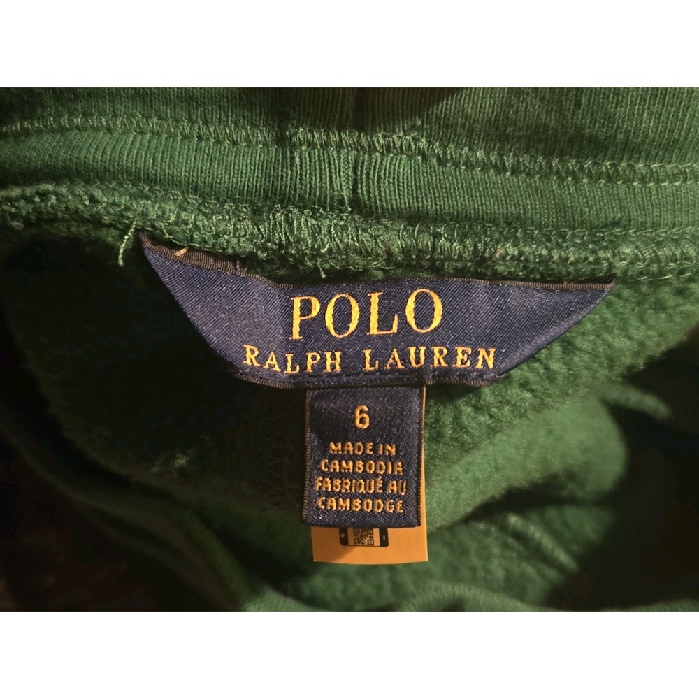 Polo Ralph Lauren Boys Green Fleece Jogger Sweatpants Sz 6 Drawstring Pony Logo - Picture 3 of 8